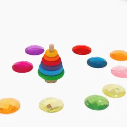 Geburtstagsringe Steckturm Regenbogen Grimms, Grimms Stecker Holzringe Steckturm