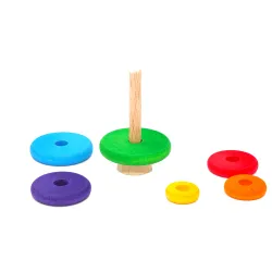 Geburtstagsringe Steckturm Regenbogen Grimms, Grimms Stecker Holzringe Steckturm