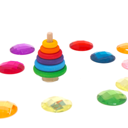 Peg tower baby rainbow wood ring plug