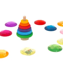 wood Grimms Peg tower baby rainbow ring plugs, Birthday gifts toddler