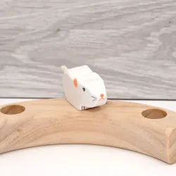 topolino bianco, anello di compleanno in legno topolini bianco