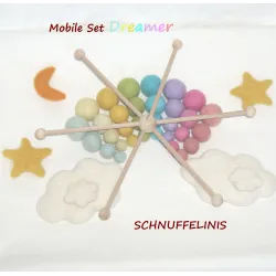 Set mobile di palline di feltro, palline di feltro pastello, palline di feltro pastello mobile