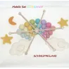 Set mobile di palline di feltro, palline di feltro pastello, palline di feltro pastello mobile