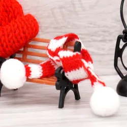 Miniature sciarpa rosso bianco babbo Natale accessori di gnomi
