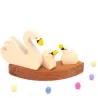 Birthday wooden ring, wood animal set, Birthday plug swan white bird