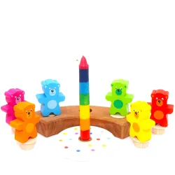 Geburtstagsringe Teddy Bär Bärchen, Bären Stecker Holzringe Teddy