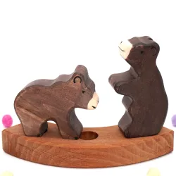 Annual ring wooden plug bear, motif plug birthday bear wooden bear