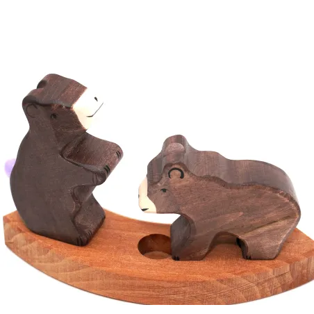 Annual ring wooden plug bear, motif plug birthday bear wooden bear