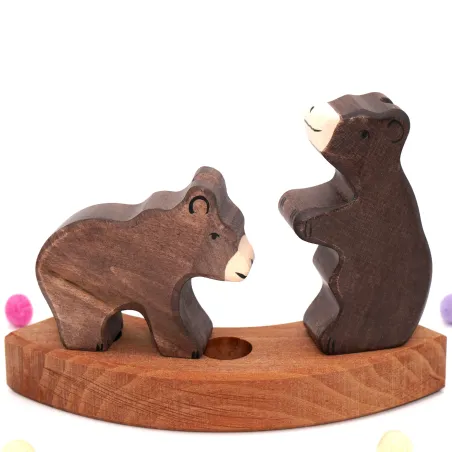 Annual ring wooden plug bear, motif plug birthday bear wooden bear