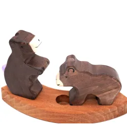 Annual ring wooden plug bear, motif plug birthday bear wooden bear