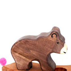 Annual ring wooden plug bear, motif plug birthday bear wooden bear