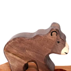 Annual ring wooden plug bear, motif plug birthday bear wooden bear