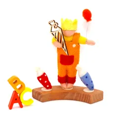 School boy with cone, back to school felt plugs boys