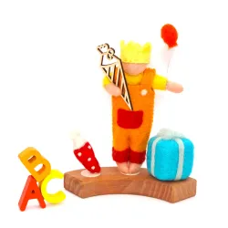 School boy with cone, back to school felt plugs boys