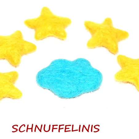 Set di taler con stelle di feltro, Nuvola di feltro turchese n. 24