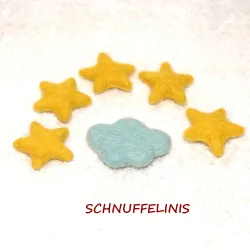 Felt cloud mint, felted clouds DIY craft mobile, Baby felt mobile