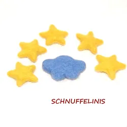 Felt cloud blue, felted clouds DIY craft mobile, Baby felt mobile