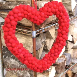 felt balls heart wreath, door hanging, heart wreath, door wreath