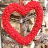 felt balls heart wreath, door hanging, heart wreath, door wreath