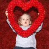 felt balls heart wreath, door hanging, heart wreath, door wreath