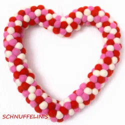 felt balls heart wreath, door hanging, heart wreath, door wreath