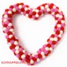 felt balls heart wreath, door hanging, heart wreath, door wreath