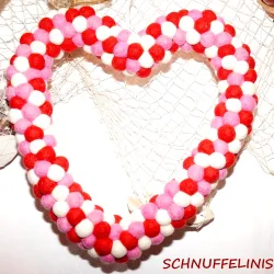 felt balls heart wreath, door hanging, heart wreath, door wreath