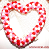 Door wreath XOXO heart made from felt balls