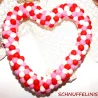 felt balls heart wreath, door hanging, heart wreath, door wreath