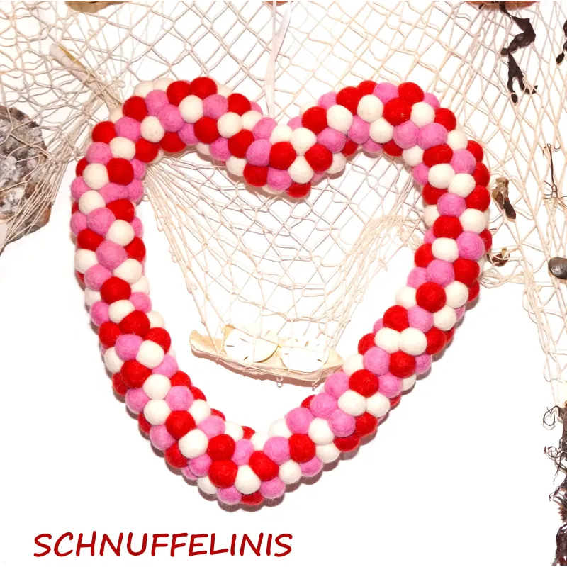 Filzkugeln Türkranz, Herz Filzwolle Kranz, Filzkugeln Hochzeitsgeschenk