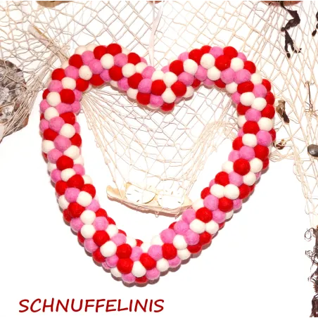Filzkugeln Türkranz, Herz Filzwolle Kranz, Filzkugeln Hochzeitsgeschenk