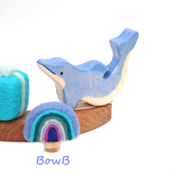 Rainbow blue motif wood ring plug
