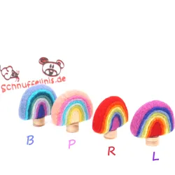 Geburtstagsringe Filz Regenbogen pastell, Regenbogen Stecker Holzringe