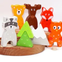 Gufo 5 motivi anelli albero spine, Agnello di legno festoso anelli annuali gufo