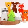 Gufo 5 motivi anelli albero spine, Agnello di legno festoso anelli annuali gufo