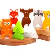 Gufo 5 motivi anelli albero spine, Agnello di legno festoso anelli annuali gufo