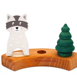 raccoon woodland animals Birthday rings plug, plug wooden rings raccoon