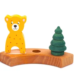 Bear woodland animals Birthday rings plug, plug wooden rings bear