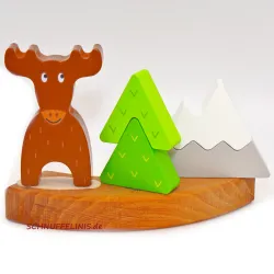 Moose woodland animals Birthday rings plug, plug wooden rings Moose