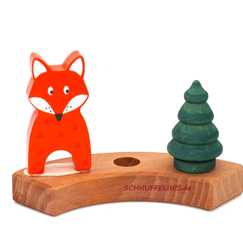 Volpe motivi anelli albero spine, Agnello di legno festoso anelli annuali Volpe