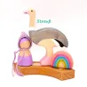 Birthday rings Ostrich bird plug, Ostrich bird figure wooden rings