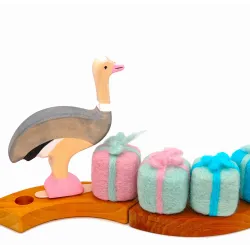 Birthday rings Ostrich bird plug, Ostrich bird figure wooden rings