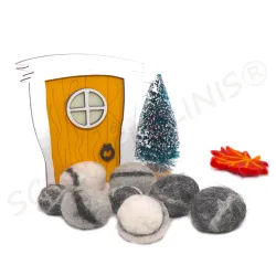 Set porta Babbo Natale segreto giallo, Gnomo natale porto