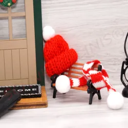 Miniatur Wichtel Schal, Adventskranz Mini, Wichteltür Elch Schal Mütze