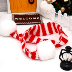Miniature decoration scarf red white, tiny tomte elk set, tiny Christmas idea