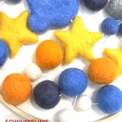 felt balls mobile, elt balls baby mobile DIY sky, felt balls DIY set