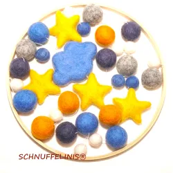felt balls mobile, elt balls baby mobile DIY sky, felt balls DIY set