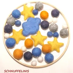 felt balls mobile, elt balls baby mobile DIY sky, felt balls DIY set
