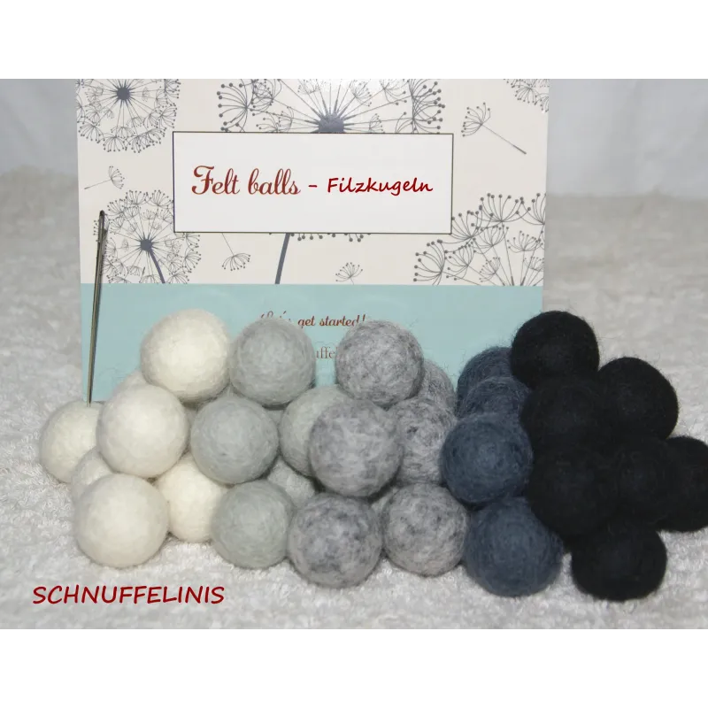 Felt balls, wool felt balls, grey Baby mobile, Felt balls mobile