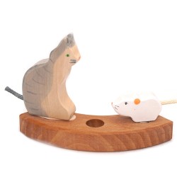 Katze sitzend Motivstecker Jahresringe grau